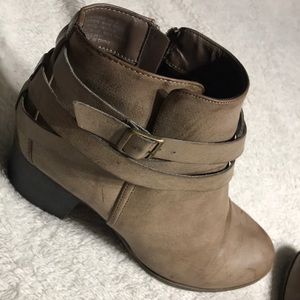 brown heel booties